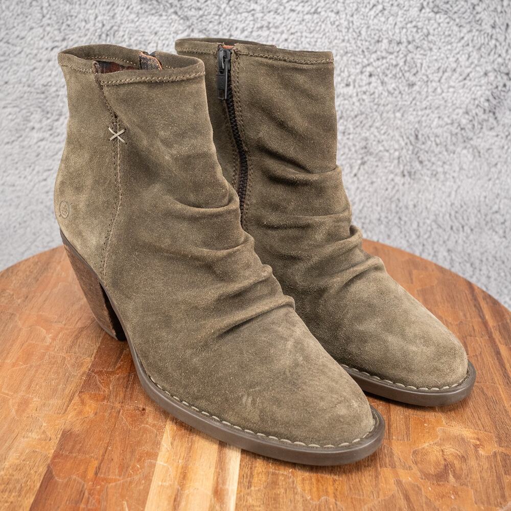 Born Aire Green Suede Ankle Boot‎ Size 6.5 M